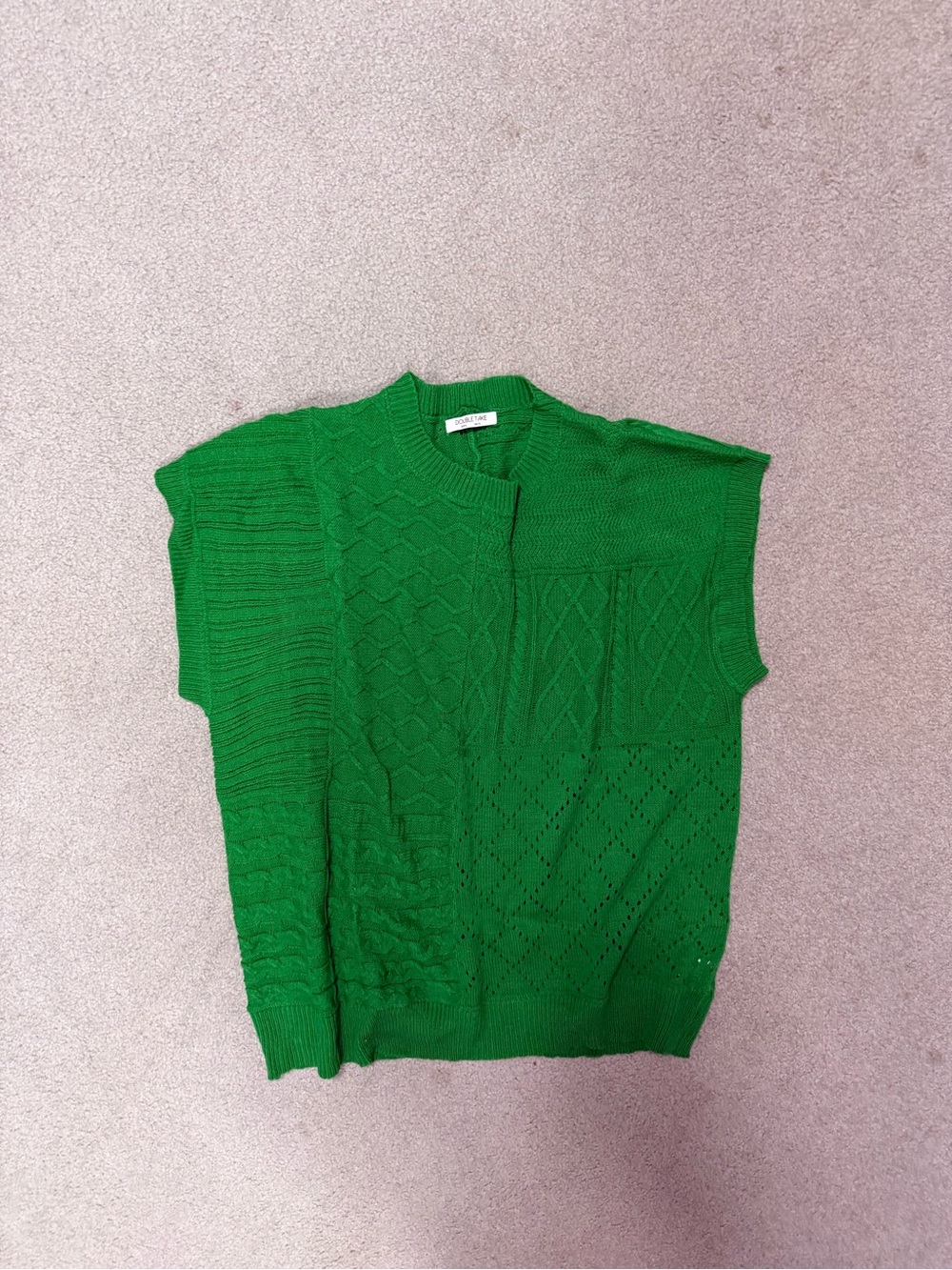 NWT Textured Green Cable Knit Sleeveless Pullover XL